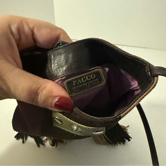 PACCO kangaroo leatherPatchwork Crossbody Bag with Tassels - Picture 4 of 6